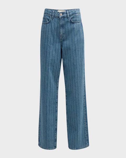 Sparrow Stripe Mid-Rise Baggy Jeans