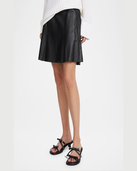 Naommi A-Line Leather Mini Skirt