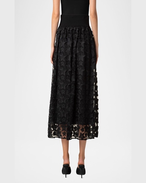 Star Embroidered Midi Skirt