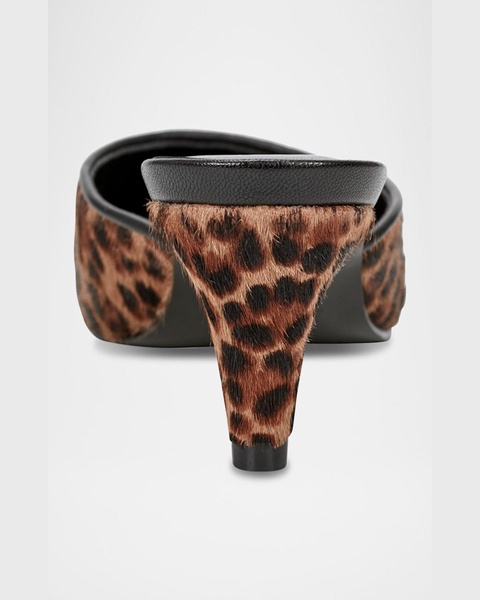 Leopard Kitten-Heel Mule Pumps