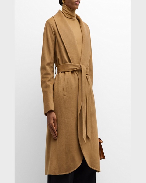 Cashmere Shawl-Collar Maxi Wrap Coat 