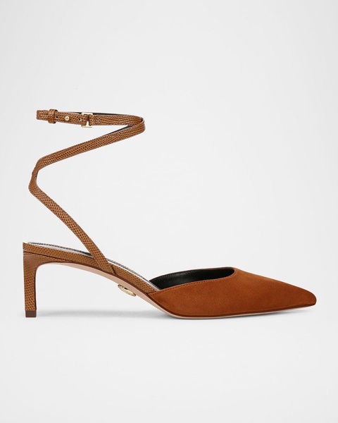 Colette Mixed Leather Ankle-Strap Pumps