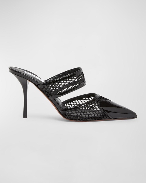 Patent Heart-Toe Stiletto Mules