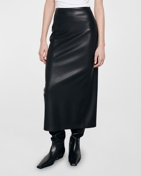 Ankle-Length Faux Leather Skirt 