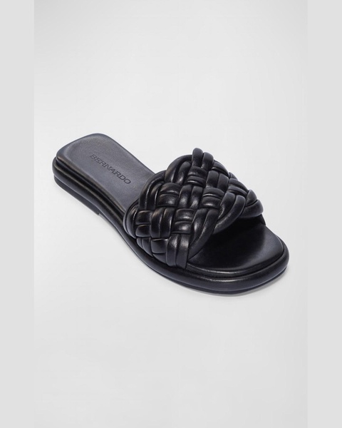 Braided Leather Flat Slide Sandals