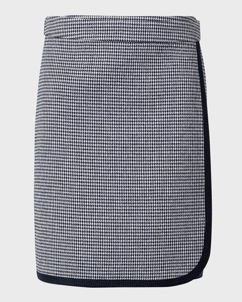 Wool Houndstooth Wrap Skirt