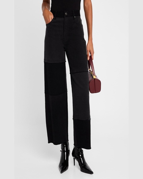 Getty Cropped Wide-Leg Patchwork Jeans