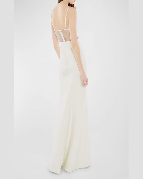 Stefania Sheer-Panel Column Gown