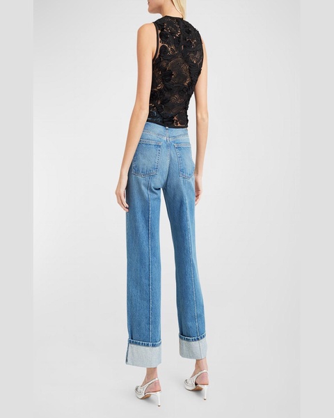 The Genevieve Pintuck Wide-Leg Denim Jeans