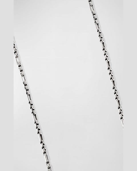 3mm Men's Open Station Box Chain Necklace in Silver