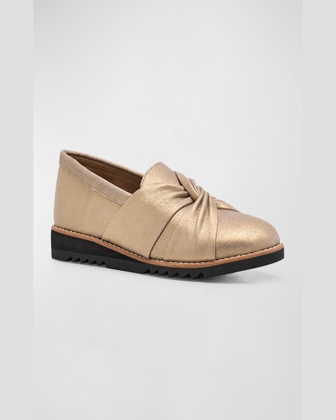 Eena Metallic Suede Twist Slip-On Loafers