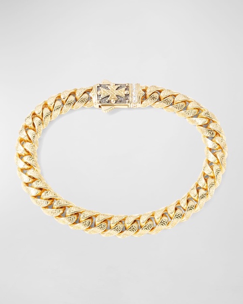 Men's 18k Gold Filigree Chain Bracelet w/ Diamonds