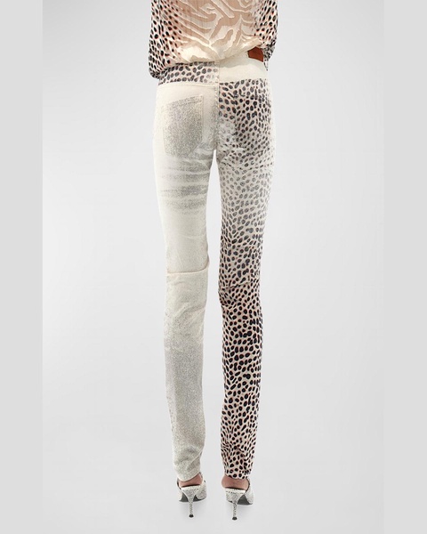 Animal Print Skinny Denim Pants