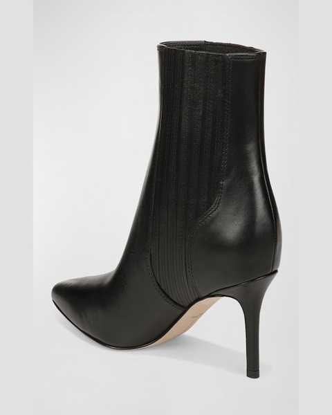 Lisa Pleated Leather Ankle Booties