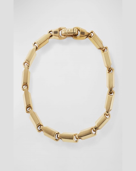 Men's Faceted Link Bracelet in 18K Yellow Gold, 6mm