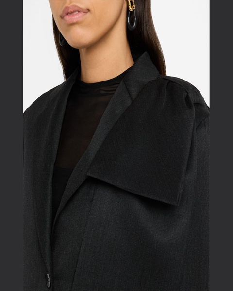 Longline Wool-Blend Jacket with Bow Detail