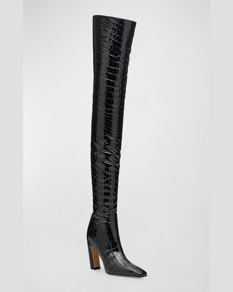 Marfa Croco Over-The-Knee Boots