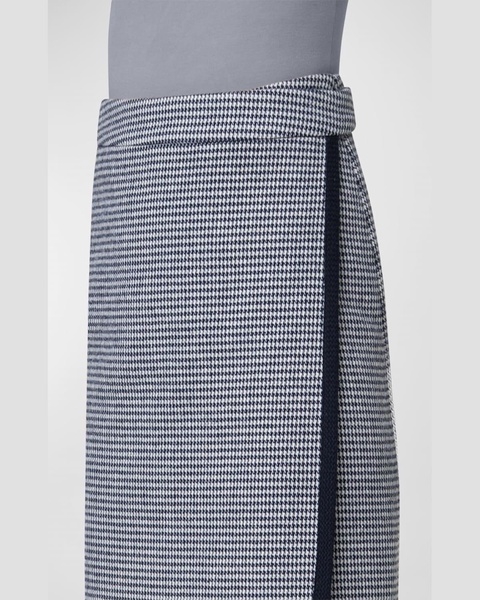 Wool Houndstooth Wrap Skirt