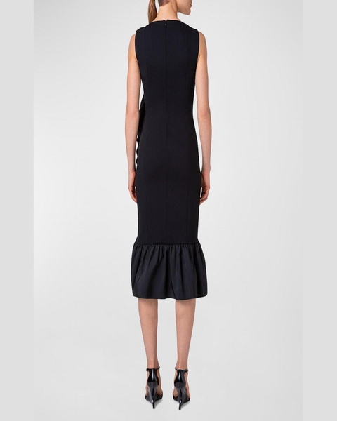 Signature Jersey Midi Dress with Asymmetrical Ruffle Detail