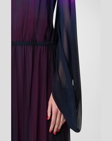 Long-Sleeve Sheer Silk Georgette Gown