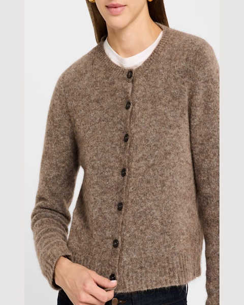 Crewneck Mohair-Wool Cardigan