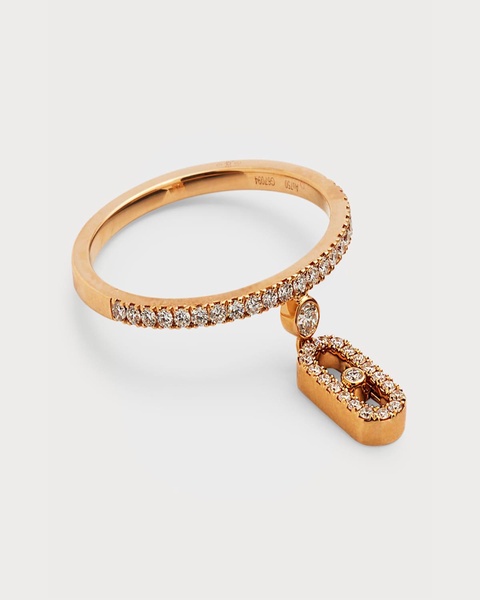 Move Uno 18K Pink Gold Pave Drop Diamond Ring