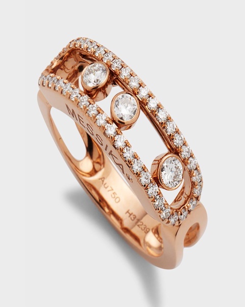 Move 18K Pink Gold Diamond Pave Ring