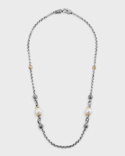 Sterling Silver and 18K Gold Pearl Necklace