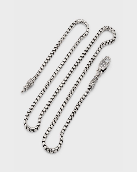 Men's Sterling Silver Box Chain Necklace, 22"L