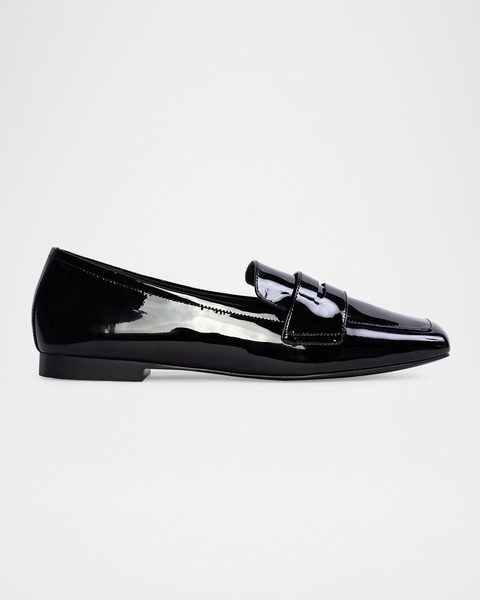 Patent Leather Square-Toe Penny Loafers