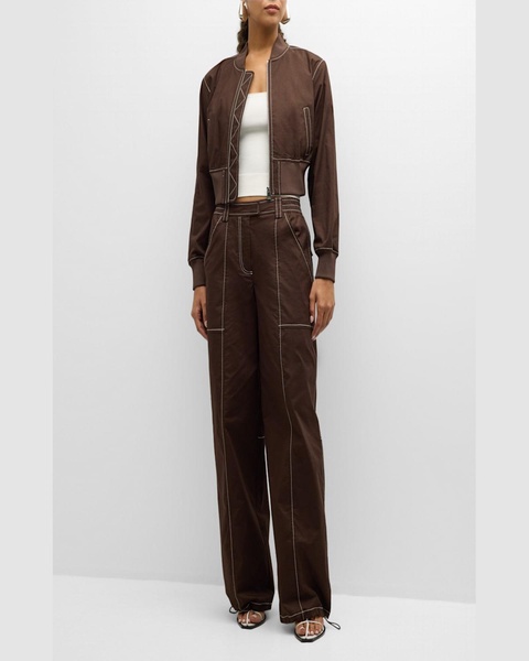 Delfina Straight-Leg Cinched Cargo Pants