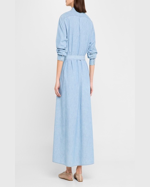 Bowen Belted Cotton Chambray Maxi Shirtdress