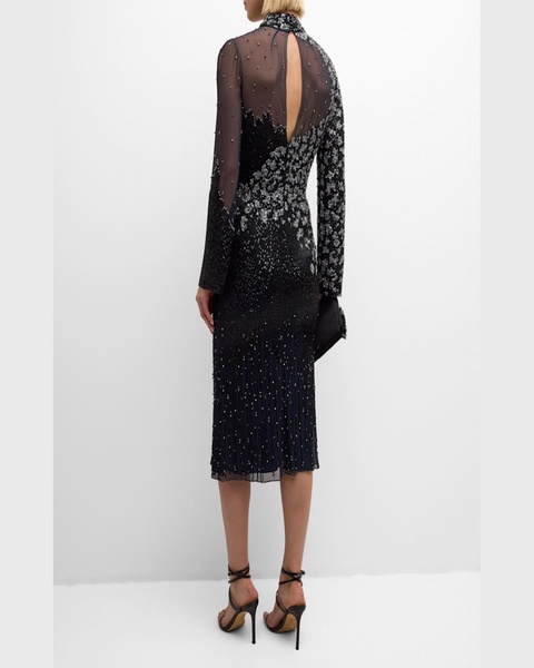 Starman Sequined Crystal Boatneck Gown