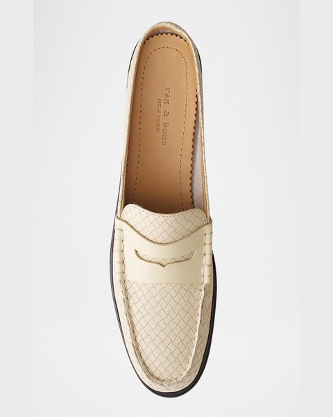 Carter Embossed Leather Penny Loafer Mules