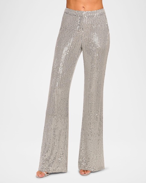 Olivian Sequined Straight-Leg Pants