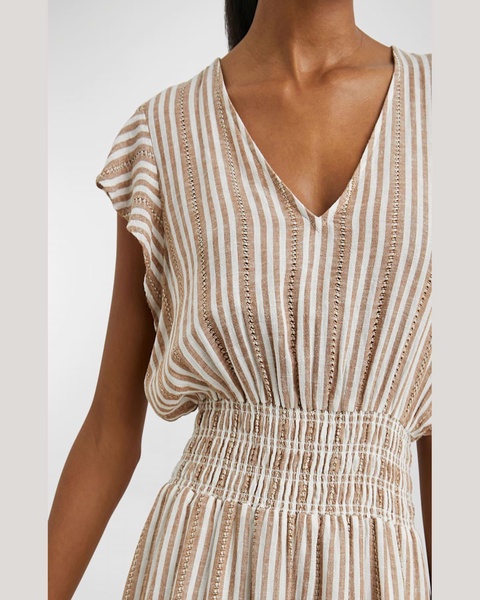 Tara Striped Flutter-Sleeve Mini Dress