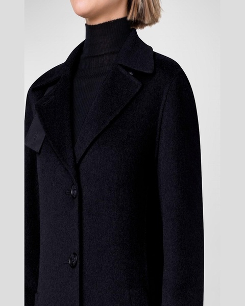 Leather Collar Cashmere Coat