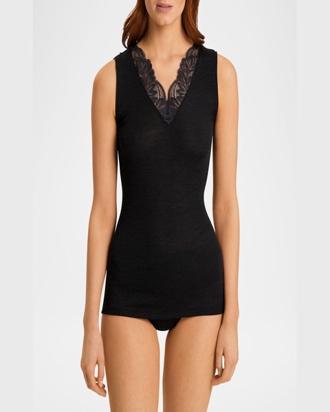 Maria Ribbed Lace-Trim Tank