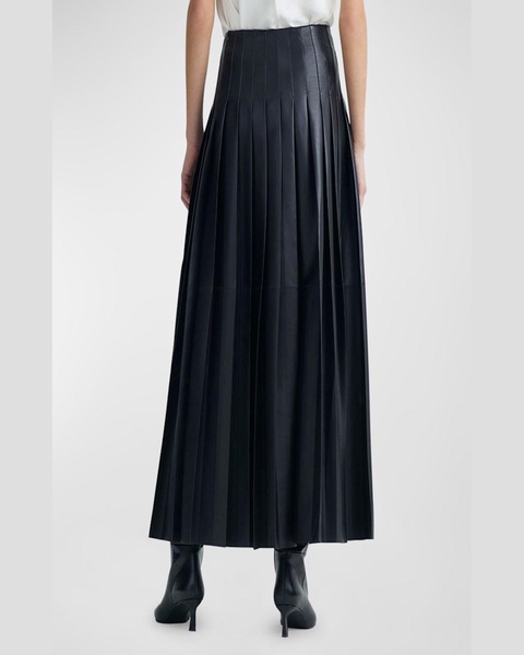 Frankie Pleated Leather Maxi Skirt 