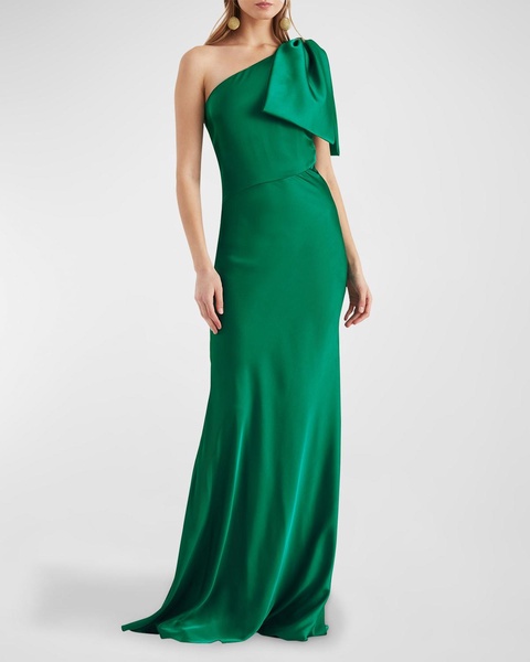 Aubrey One-Shoulder Bow Column Gown