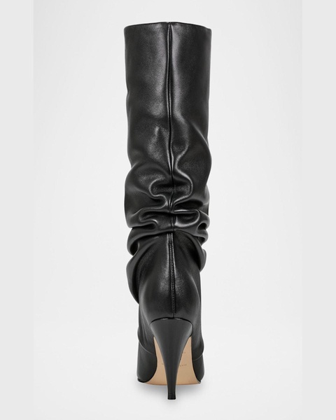 Retro Slouchy Leather Mid Boots