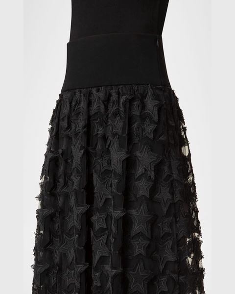 Star Embroidered Midi Skirt