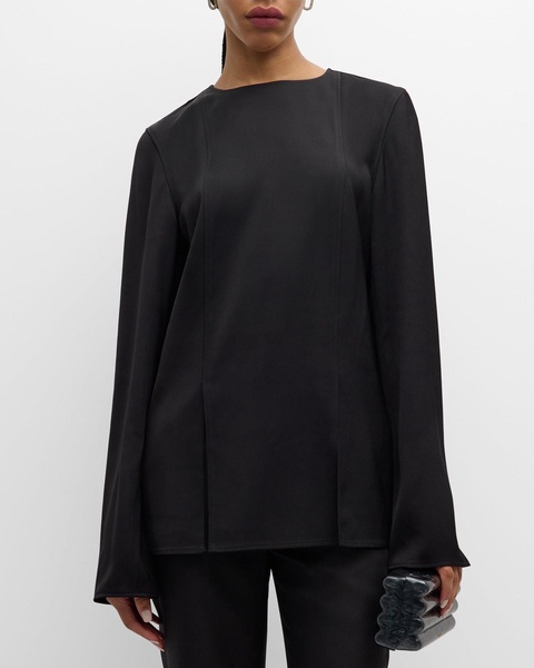 Renat Long-Sleeve Slits-Hem Blouse