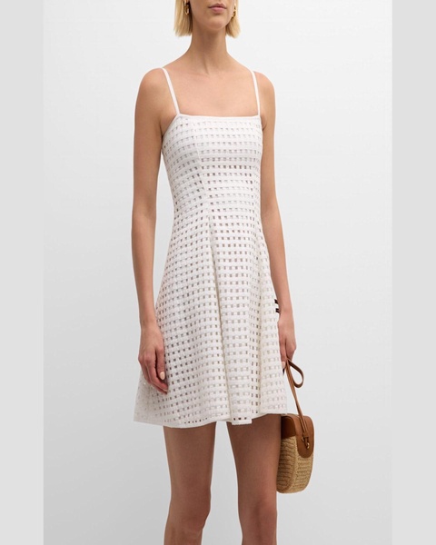 Sleeveless Lattice Linen Mini Dress