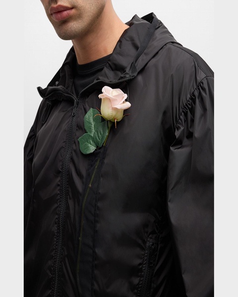 Men's Puff-Sleeve Jacket with Flower