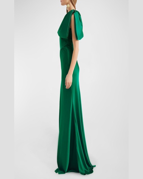 Aubrey One-Shoulder Bow Column Gown