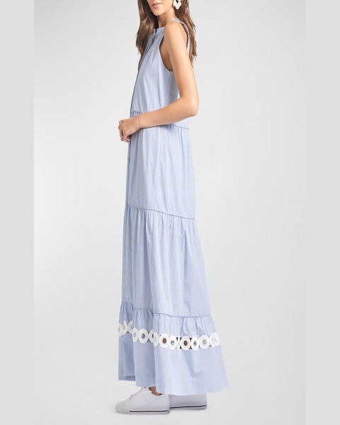 Positano Tiered Lace-Inset Maxi Dress