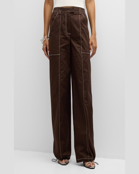 Delfina Straight-Leg Cinched Cargo Pants