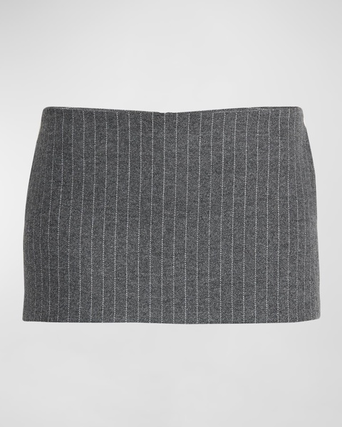 Low-Rise Pinstripe Wool Mini Skirt