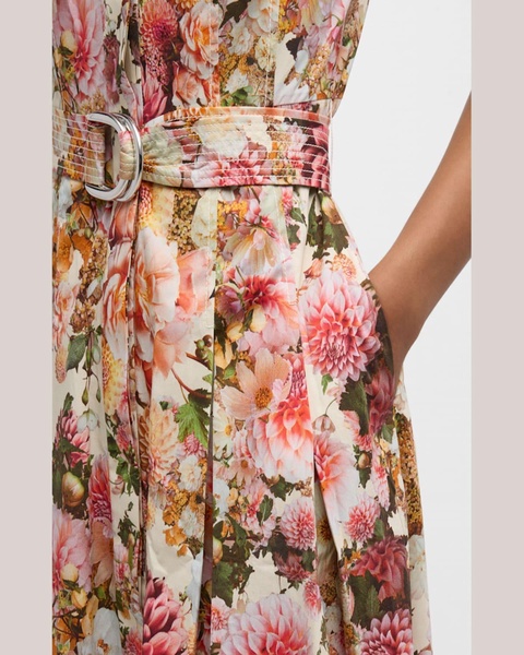 Leighton Floral-Print Short-Sleeve Belted Midi Shirtdress